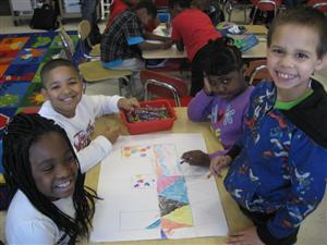 first grade art students 